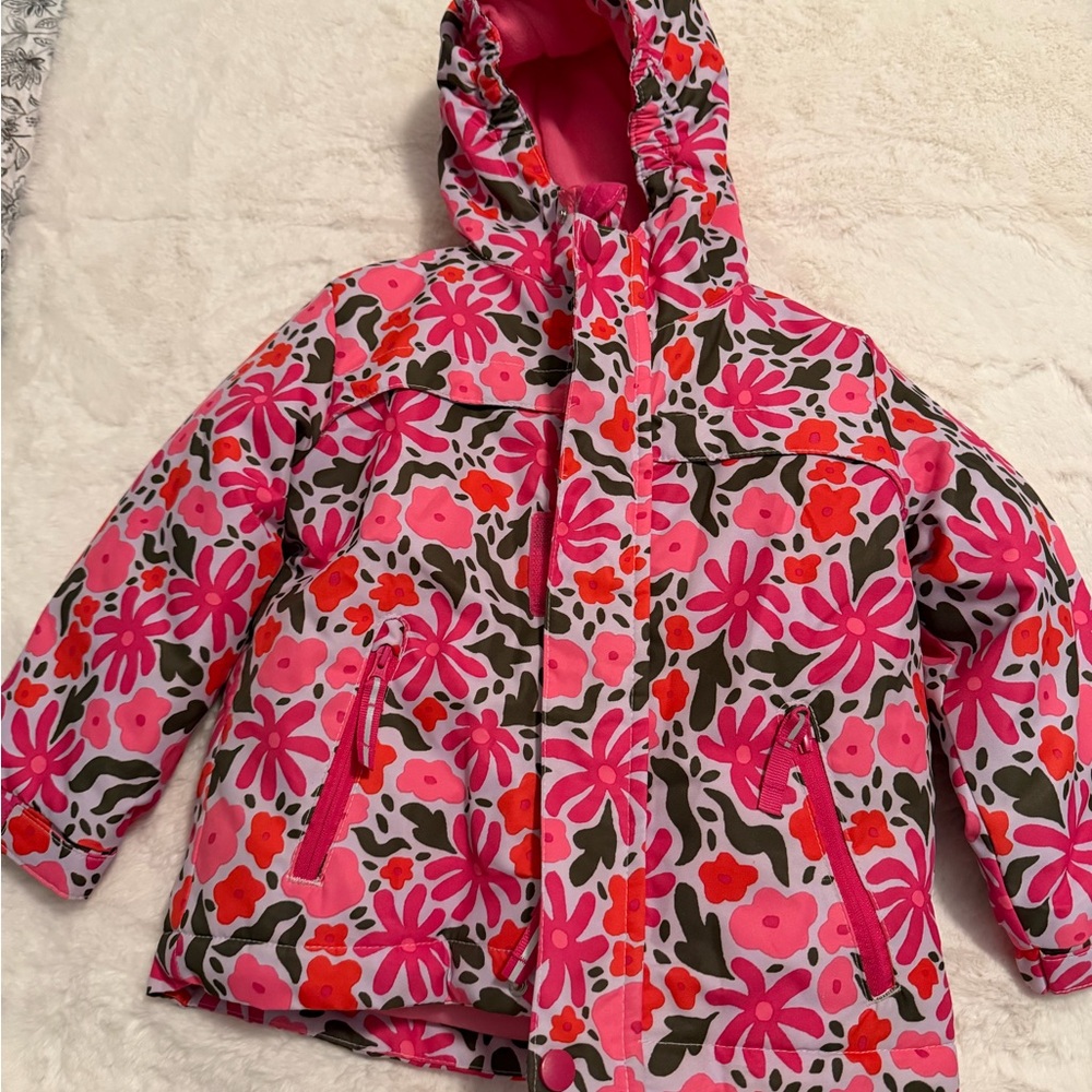 Cat & Jack Pink Floral Double jacket Wintercoat Raincoat